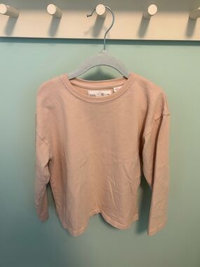 Zara Kids Long Sleeve Crewneck Top in Light Pink